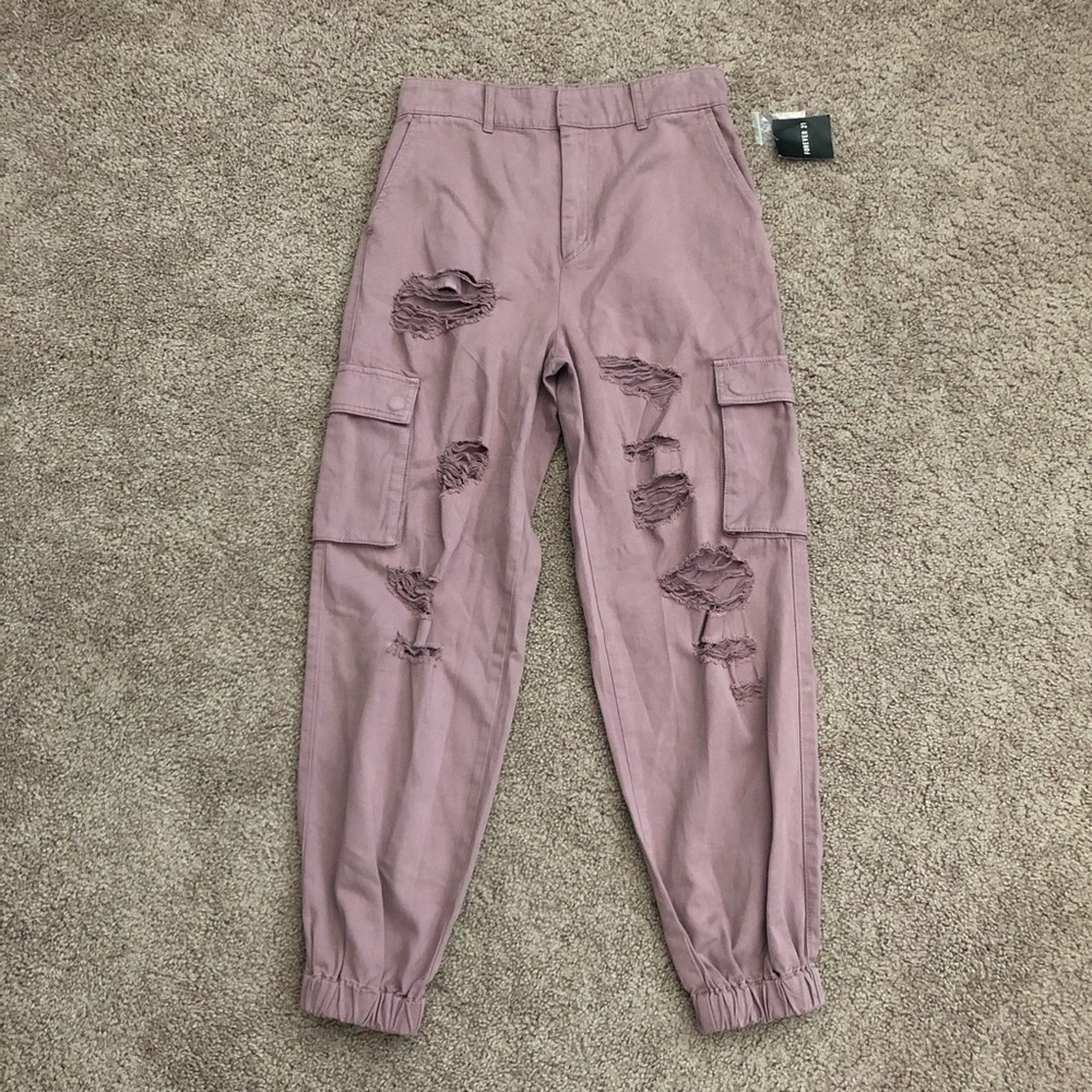 Forever 21 Mauve Pink Distressed Cargo Jogger Pants Womens M